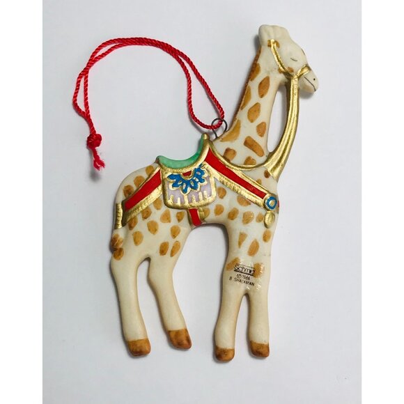 1986 Schmid Shackman Giraffe Ornament Carousel Animal Vintage Original Sticker - Picture 1 of 3